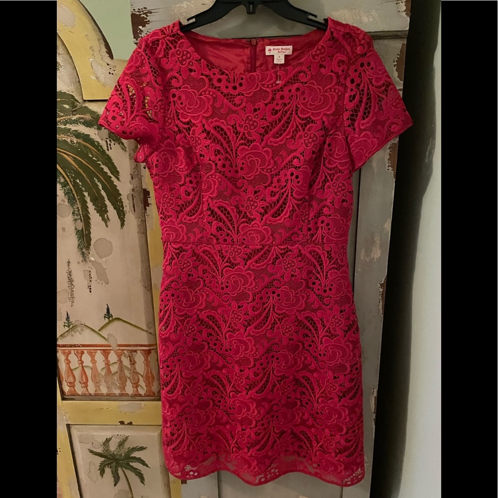 Brooks Brothers Hot Pink Lace Sheath Dress